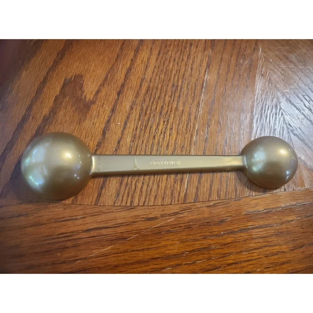 Vintage Gloria Jean Coffee Scoop BonJour Eiffel Gold Plastic Measuring Spoon Ad